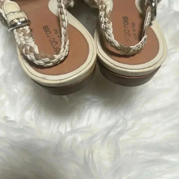 Sergio Rossi Cream/Tan Patent Woven Sling-backs made in Italy - Picture 8 of 10